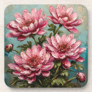 Lebendige rosa Chrysanthemenblüten Getränkeuntersetzer