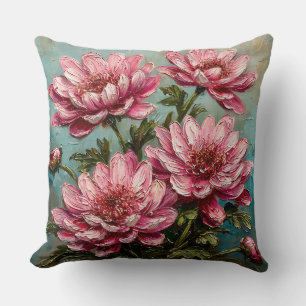 Lebendige rosa Chrysanthemenblüten Kissen