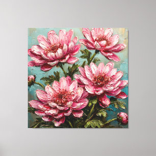 Lebendige rosa Chrysanthemenblüten Leinwanddruck
