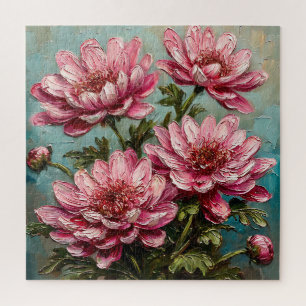 Lebendige rosa Chrysanthemenblüten Puzzle