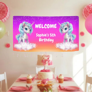Lebendige rosa Einhorn-Geburtstag Banner