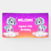 Lebendige rosa Einhorn-Geburtstag Banner (Horizontal)
