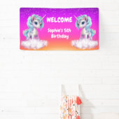 Lebendige rosa Einhorn-Geburtstag Banner (InSitu)