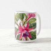 Lebendige rosa Fuchsienblüte Kaffeetasse (VorderseiteRechts)