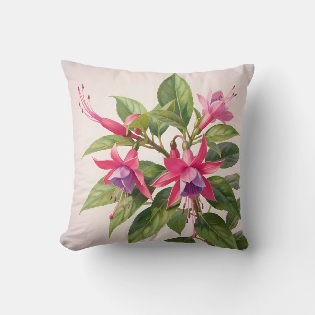 Lebendige rosa Fuchsienblüte  Kissen (Vorderseite)