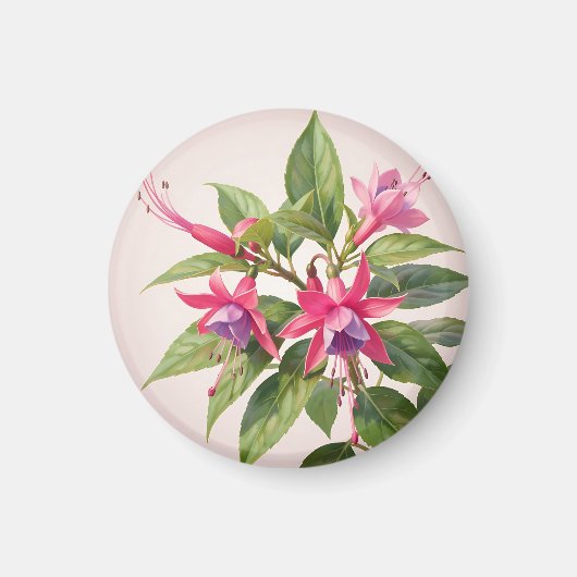 Lebendige rosa Fuchsienblüte Magnet (Vorne)