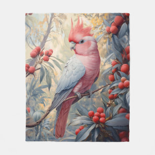 Lebendige Rosa Galah Cockatoo Fleecedecke