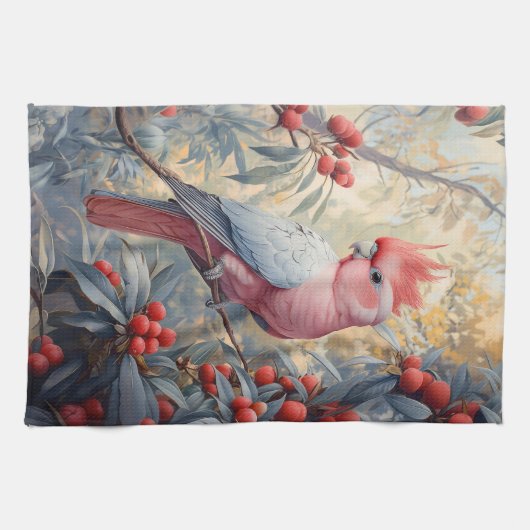 Lebendige Rosa Galah Cockatoo Geschirrtuch (Horizontal)