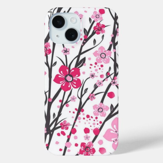 Lebendige rosa Kirschblütenzweig-Muster-Phone Case-Mate iPhone Hülle (Rückseite)