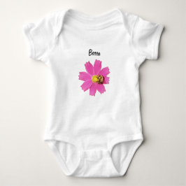 Lebendige Rosa Kosmos-Blume mit Personalisierter B Baby Strampler