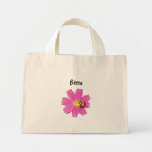 Lebendige Rosa Kosmos-Blume mit Personalisierter B Mini Stoffbeutel (Vorne)