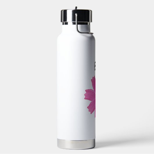 Lebendige Rosa Kosmos-Blume mit Personalisierter B Trinkflasche (Links)