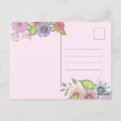 Lebendige, rosa, Lila blühende Blume Muttertag Postkarte (Rückseite)