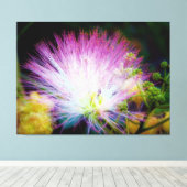 Lebendige rosa Mimosenblüte Leinwanddruck (Insitu (Holzboden))