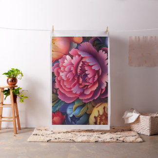 Lebendige rosa Pfingstrosen Blumen Stoff