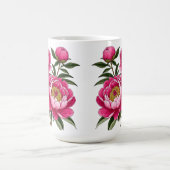 Lebendige rosa Pfingstrosen-Blumenkunst Kaffeetasse (Mittel)