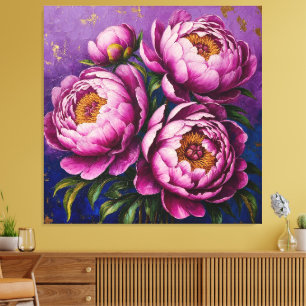 Lebendige rosa Pfingstrosen Leinwanddruck