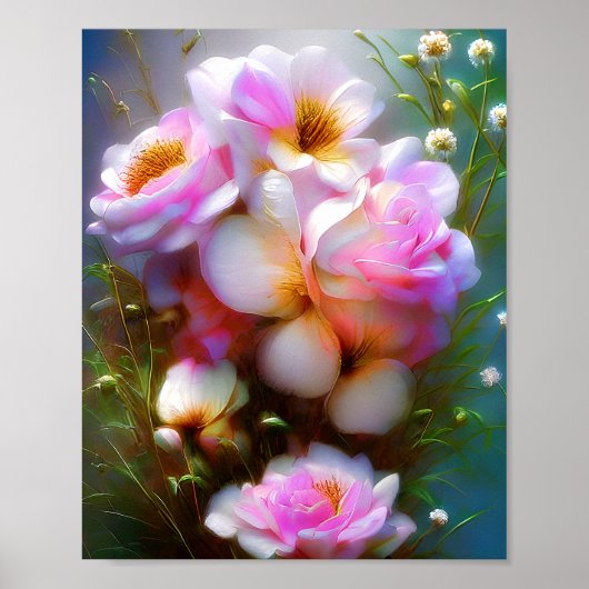 Lebendige rosa Rosen Poster (Vorne)