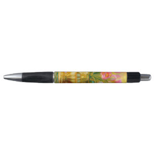 Lebendige rosa Tulpen in goldener Vase Kugelschreiber