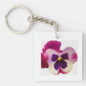 Lebendige rosa und violette Stiefmütterchen-Blumen Schlüsselanhänger (Vorderseite)