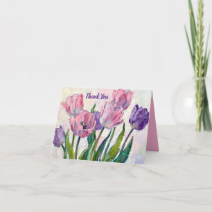 Lebendige rosa und violette Tulpen Dankeskarte