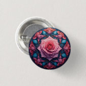 Lebendige Rose im Blut, umgeben von Verzierten Det Button (Vorne & Hinten)