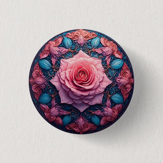Lebendige Rose im Blut, umgeben von Verzierten Det Button (Vorderseite)
