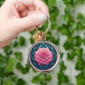 Lebendige Rose im Blut, umgeben von Verzierten Det Schlüsselanhänger (Hand)