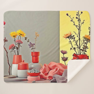 Lebendige Rot-Gelb-Anordnungsgestaltung Sherpadecke