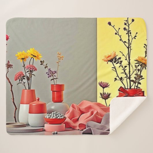 Lebendige Rot-Gelb-Anordnungsgestaltung Sherpadecke (Vorderseite (Horizontal))