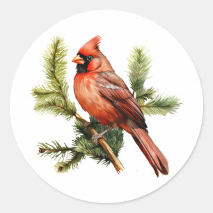 Lebendige rote Beeren mit üppigen grünen Blättern  Runder Aufkleber