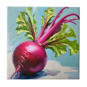 Lebendige Rote-Bete-Magenta-Blätter Fliese