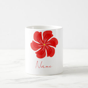 Lebendige rote Blütenblüte - Minimalistische Blume Kaffeetasse