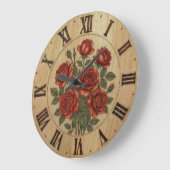 Lebendige rote Gartenblumen Wanduhr (Winkel)