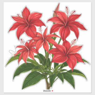 Lebendige rote Hibiskus-Blumenbouquet Aufkleber