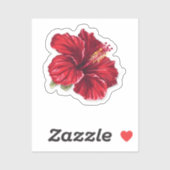 Lebendige rote Hibiskusblüte Aufkleber (Blatt)
