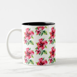 lebendige rote Hibiskusblüte Zweifarbige Tasse