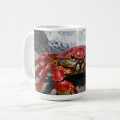 Lebendige rote Krabbe Ozeanwellen Kaffeetasse (Vorderseite Links)