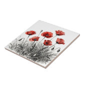 Lebendige Rote Mohnblumenwiese Fliese (Seite)