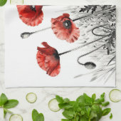Lebendige Rote Mohnblumenwiese Geschirrtuch (Gefaltet)