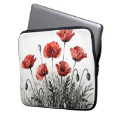 Lebendige Rote Mohnblumenwiese Laptopschutzhülle (Vorderseite Links)