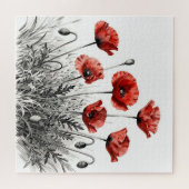Lebendige Rote Mohnblumenwiese Puzzle (Horizontal)