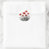 Lebendige Rote Mohnblumenwiese Runder Aufkleber (Tasche)