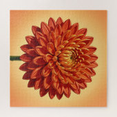 Lebendige rote orange Chrysantheme Blumen Botanik Puzzle (Horizontal)