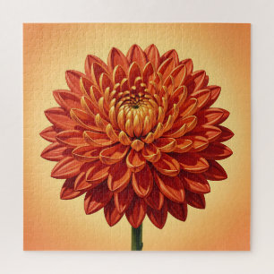 Lebendige rote orange Chrysantheme Blumen Botanik Puzzle