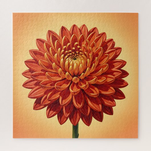 Lebendige rote orange Chrysantheme Blumen Botanik Puzzle (Vertikal)