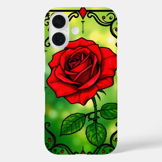 Lebendige rote Rose Case-Mate iPhone Hülle (Rückseite)