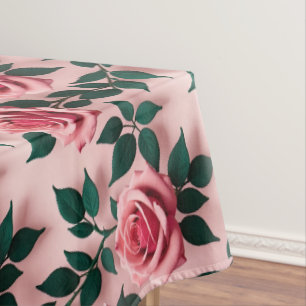 Lebendige rote Rosen mit dunkelgrünen Blättern Tischdecke