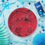 Lebendige rote Rosen Pappteller (Party)