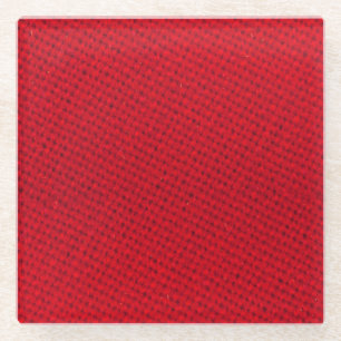 Lebendige rote Stofftextur Glasuntersetzer